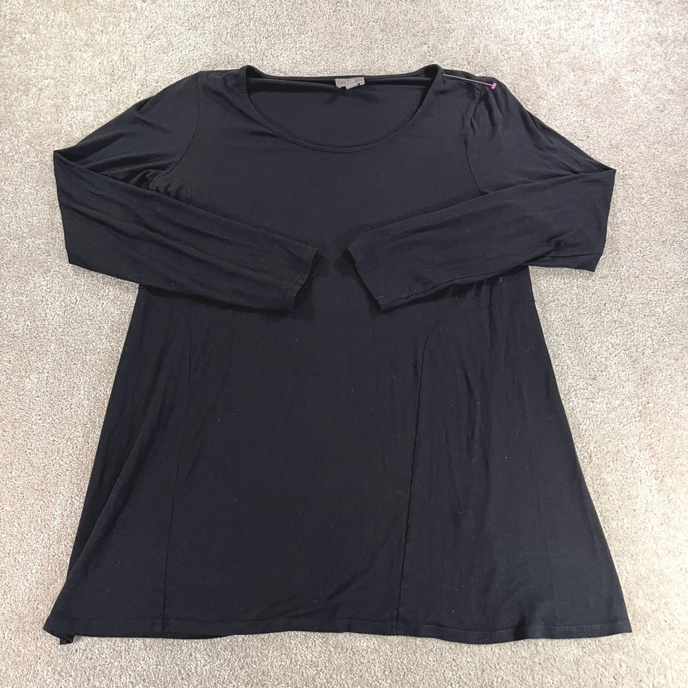 J. Jill Wearever Tunic Top Womens Medium Black Long Sleeve Scoop Neck Stretch
